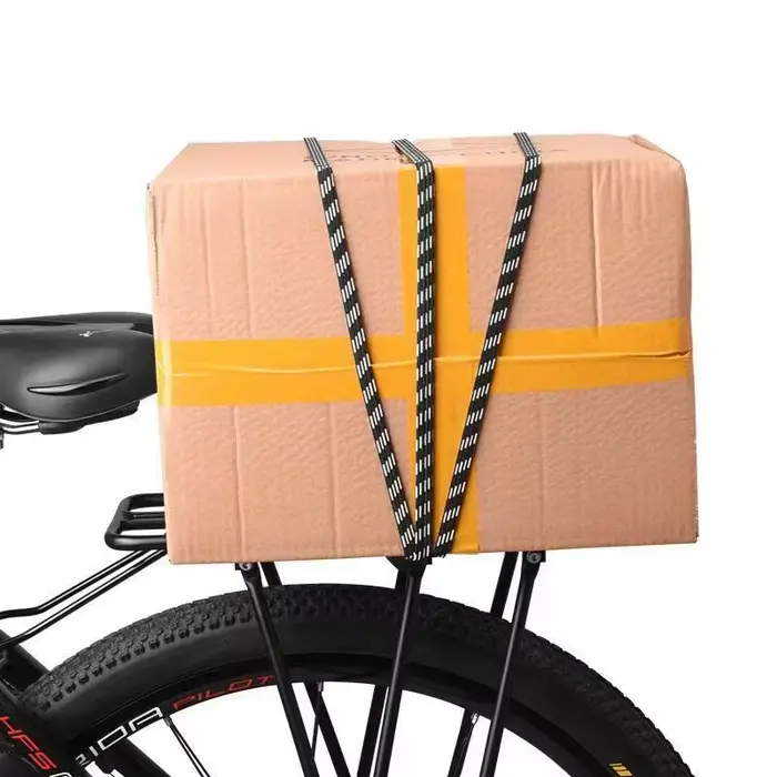 Corde à bagages de vélo avec sangles de support élastiques et boucle en caoutchouc avec crochet pour sac de vélo de montagne rouge jaune ou blanc