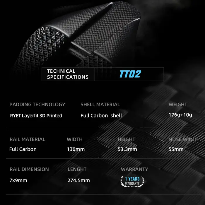 Selle de triathlon RYET TT02 imprimée en 3D