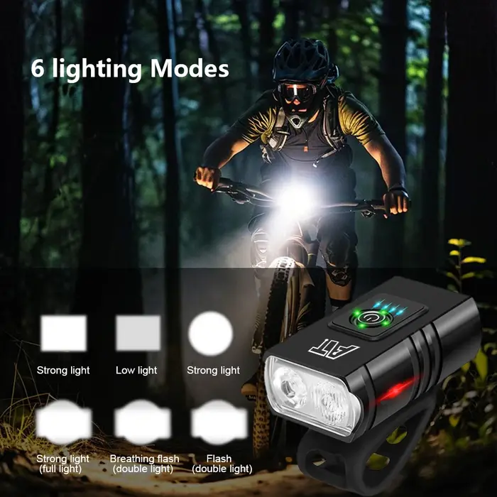 Lampe frontale de vélo LED aste de type C