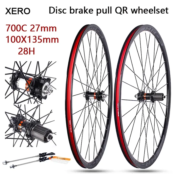 Jeu de roues de vélo de route XERO 700C, frein à disque, 2 roulements, 100x135 mm QR, 7-10 vitesses,