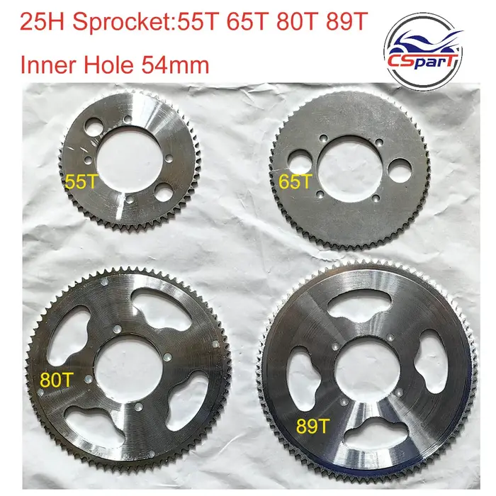 Pignon arrière 25H 55 65 80 89 dents 55T 65T 80T 89T 54MM pour Razor EVO x-treme IZIP E Scooter à gaz Mini Moto
