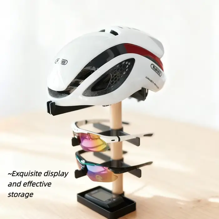 Support de rangement en bois de hêtre massif pour casque de vélo