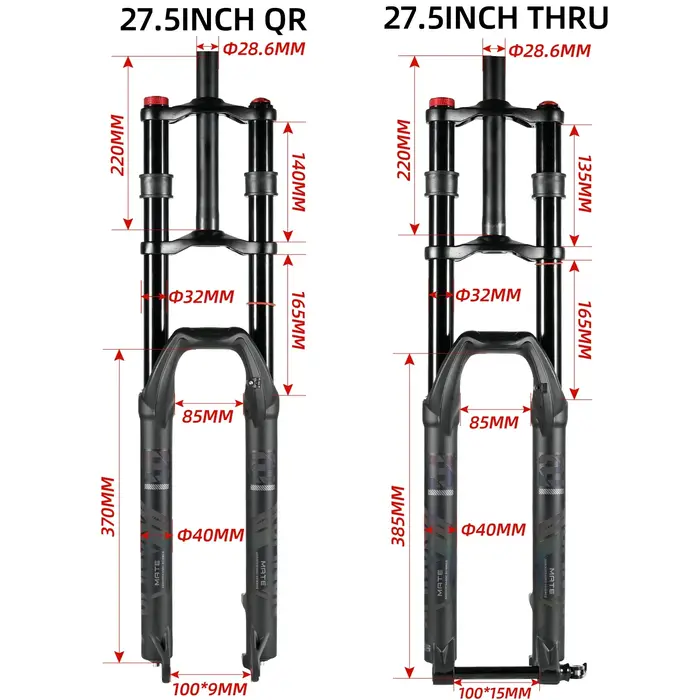 Double couronne VTT fourche pneumatique 27