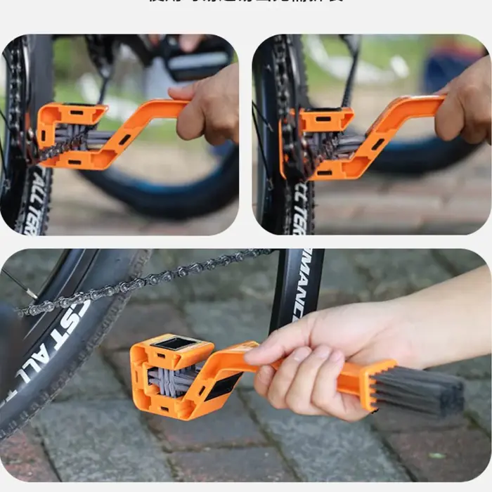 Brosse de nettoyage de chaîne de vélo à double tête