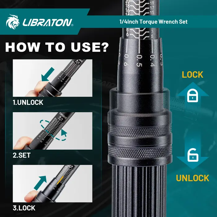 LIBRATON clé dynamométrique de vélo 1/4 '', clé dynamométrique de haute précision 5-25Nm / 1-6Nm, pr
