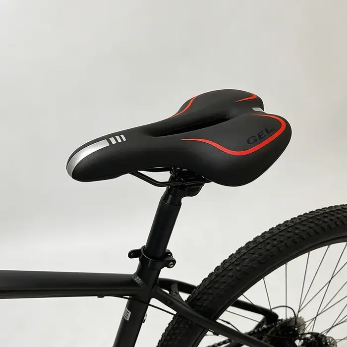 Selle de vélo en silicone avec coussin, surface en cuir PU, gel de silice, selle de vélo confortable