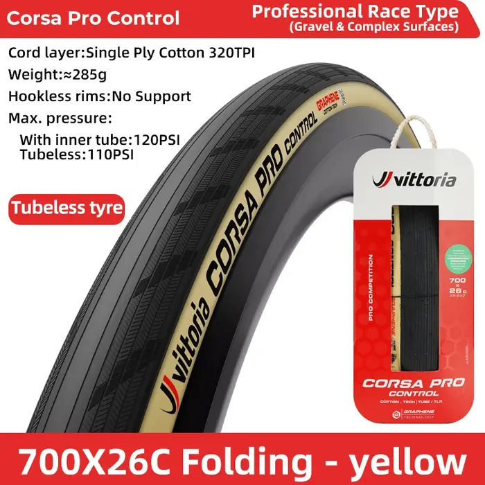Vittoria Corsa Pro Control/Speed Road Pneu 700x26C/28C/29C/30C/32C Tubeless-Ready 320 TPI Formulatio
