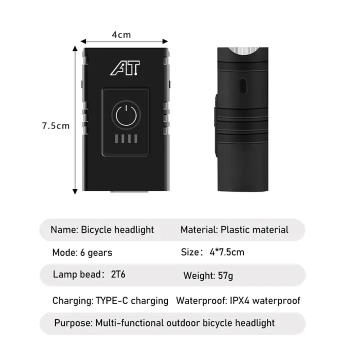 Feu avant de vélo T6 LED