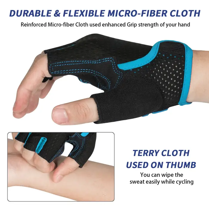 Gants de vélo de montagne MOREOK, demi-doigts, avec coussinets en gel de silicone de 5 mm, antichoc,