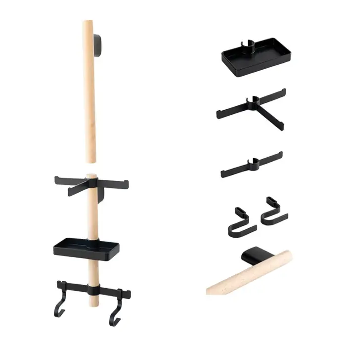 Support mural pour casque et lunettes de vélo avec barre en bois de hêtre rustique et options de fix