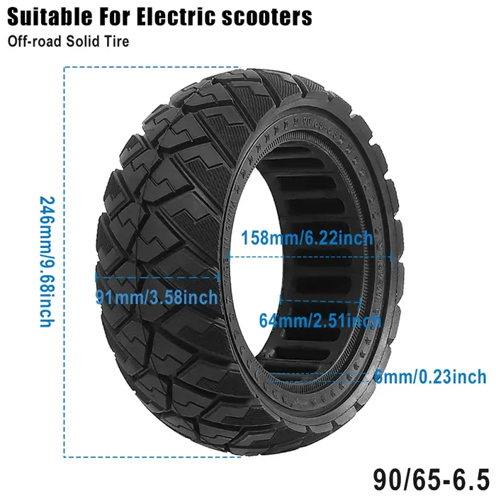 Pneu solide tout-terrain 90/65 – 6.5