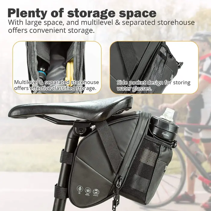 Sac de selle de vélo étanche, sac de rangement sous le siège arrière de vélo, poche pour bouteille d'eau, pochette de cyclisme pour vtt, vélo de route de montagne 1,5 l