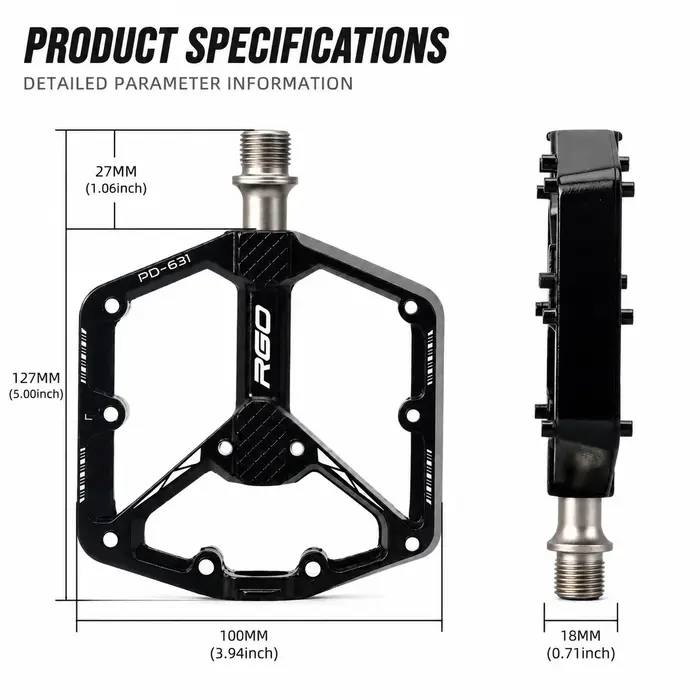 Pédales de vélo RGO ultralégères à 3 roulements antidérapants