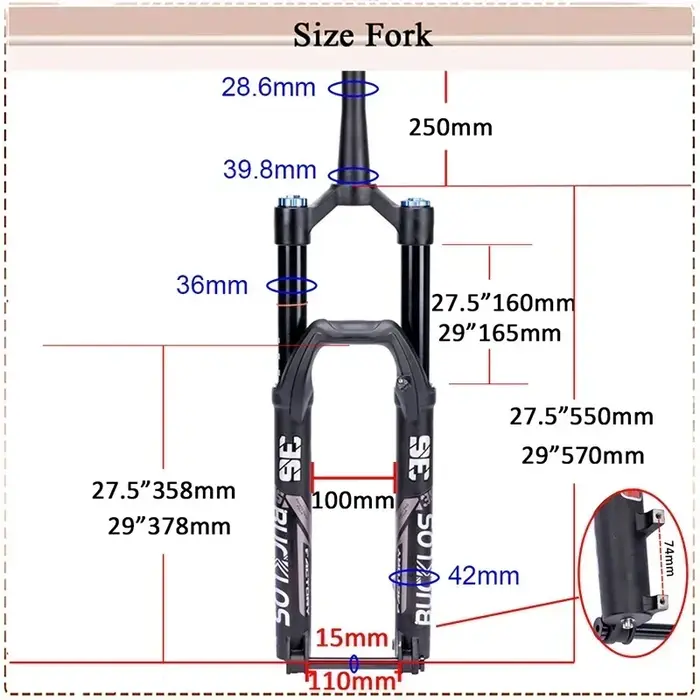 BUCKKub-Fourche à suspension pneumatique VTT
