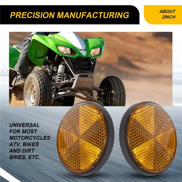 2X2 pouces réflecteurs ronds orange universels pour motos ATV vélos vélos hors route