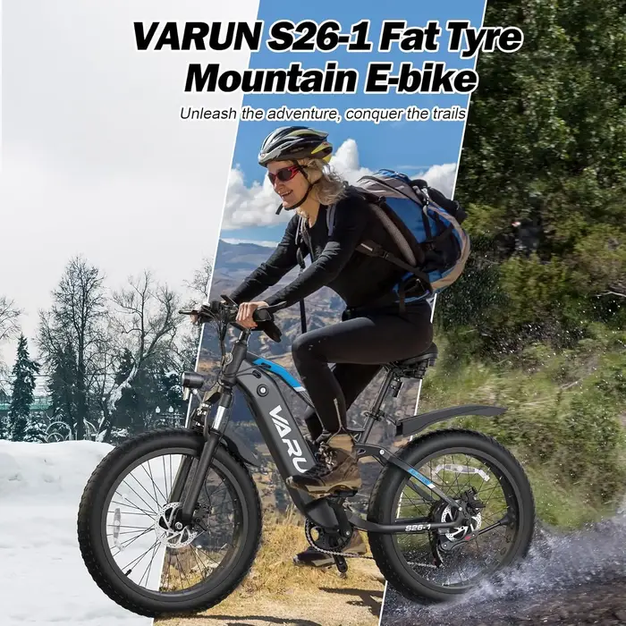 Vélo électrique authentique, vélo électrique à pneus larges 26''* 4.0, autonomie maximale de 100-150 km |   Batterie au lithium 48V 13AH/18AH, moteur 250W