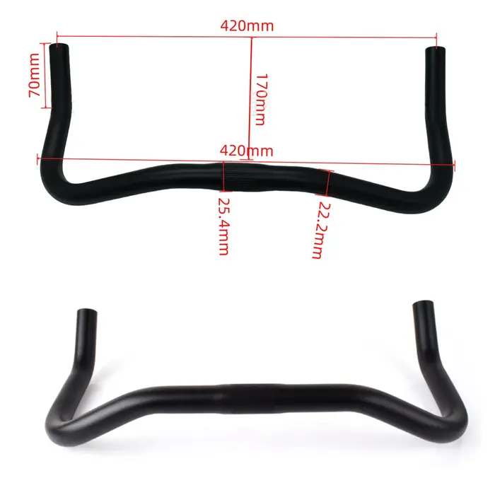Barre de courbure de guidon de vélo Bullhorn 22.2*25.4*420mm