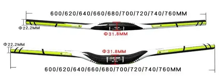 Guidon de vélo de montagne entièrement en fibre de carbone 3K