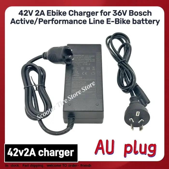 Chargeur de vélo électrique 42V 2A, Compatible avec ligne Active/Performance Bosch 36V, charge de ba