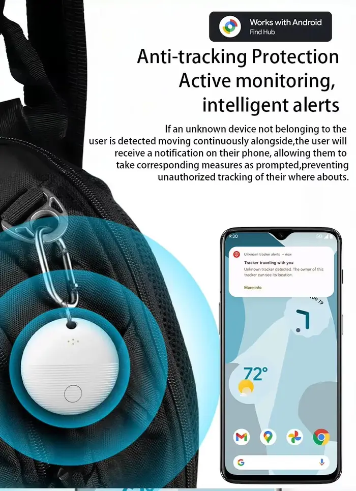 Traceur GPS Google Find My, localisateur Bluetooth portable pour vélo et clés, anti-perte pour Android et Airtag