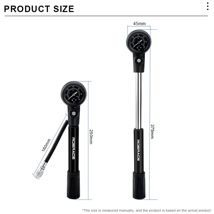 Pompe de choc de vélo 300PSI pression avec jauge