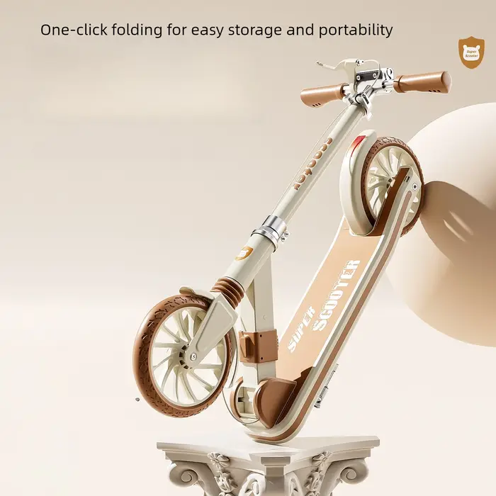 Trottinette pliable à 2 roues pour adolescents et adultes, cadre en aluminium léger, plateau en acier robuste et durable pour les trajets en ville