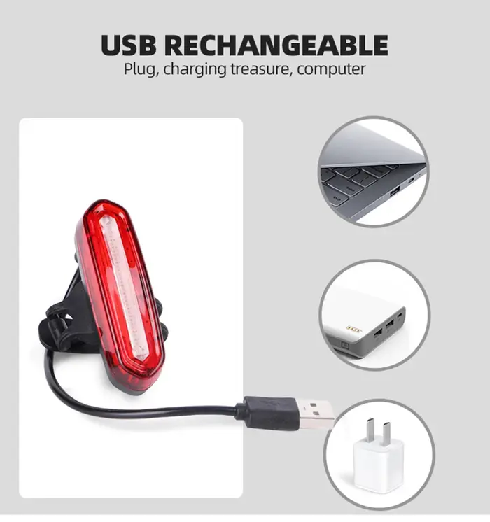 Feu arrière de vélo LED étanche, feu avant et arrière de vélo, Rechargeable par USB, pour équitation