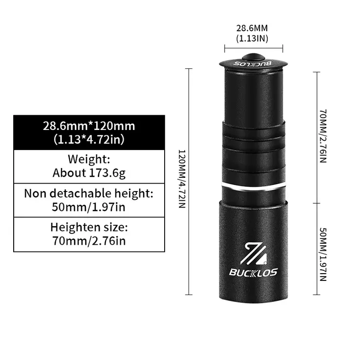 BUCKLOS tige de fourche de vélo montée jusqu'à 115mm 180mm 210mm
