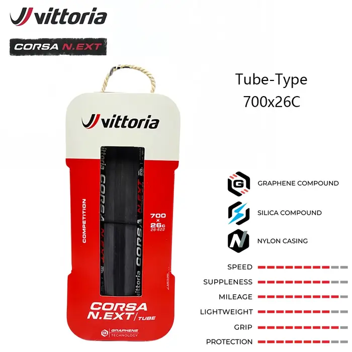 Pneus de vélo de route Vittoria Corsa N.EXT Tube-Type Tubeless, anti-crevaison, pliables, 700x24C/26