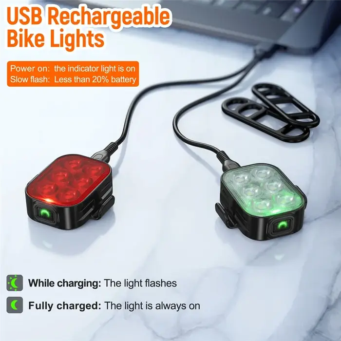 A06F-ensemble de lumières de vélo pour le cyclisme de montagne sur route charge rapide phare