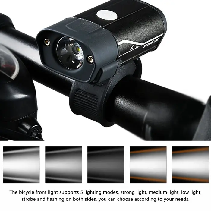 Phare de vélo Rechargeable par USB, voyant d'avertissement en alliage d'aluminium, feu avant de vélo