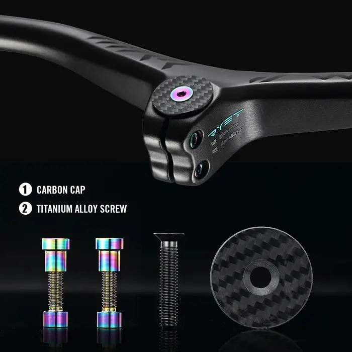 Guidon intégré RYET Carbon MTB -7 ° Potence plate monobloc Degrees Fiber Rise 800mm XC pour VTT