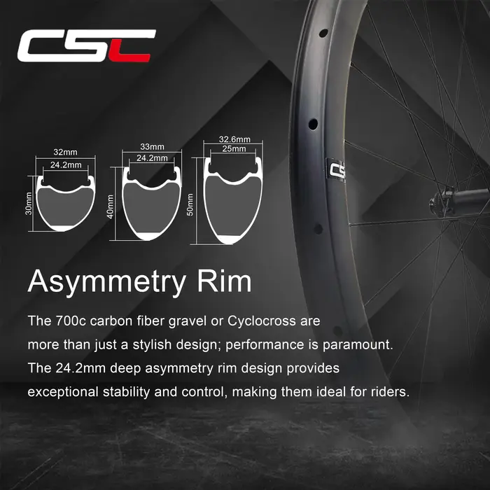 CSC gravier vélo largeur intérieure 24.2mm/25mm roues en carbone pilier 2015 rayons 36T cliquet asymétrie jante tirer