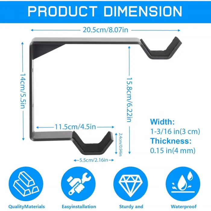 Support mural robuste en acier pour 2 pneus de vélo