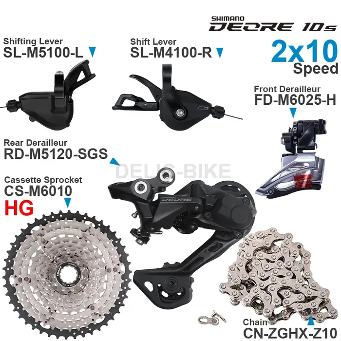 SHIMANO DEORE M4100 M5100 2x10 vitesses groupe manettes de vitesse avant/arrière dérailleur et SUGEK