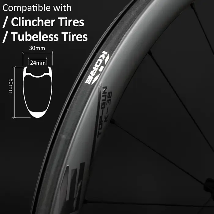 700C carbone route vélo roues 50mm Tubeless 24H 60T cliquet moyeu frein à disque HG/XD