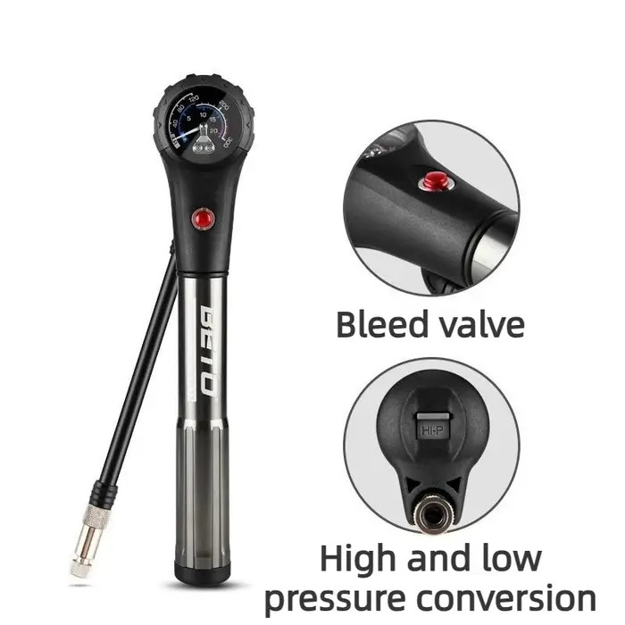 BETO pompe à Air de vélo Portable 300PSI avec jauge pompe à Air de pneu de vélo haute pression pour 