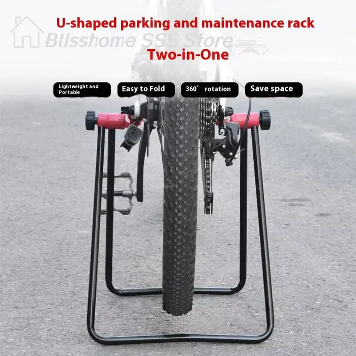 【S】1PC Support de stationnement vertical triangulaire pour vélo, support de réparation en U pour vél