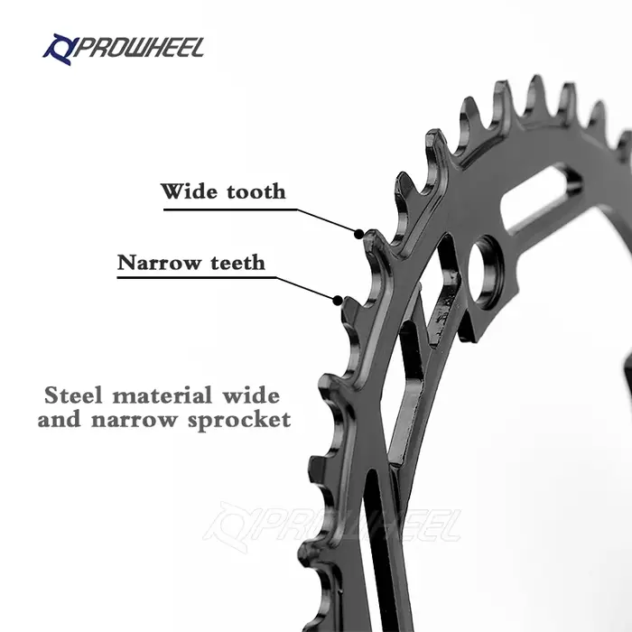 Plateau de vélo en acier PROWHEEL 104BCD pour VTT et route 32T à 40T avec dents positives et négatives pour transmission fluide et robuste