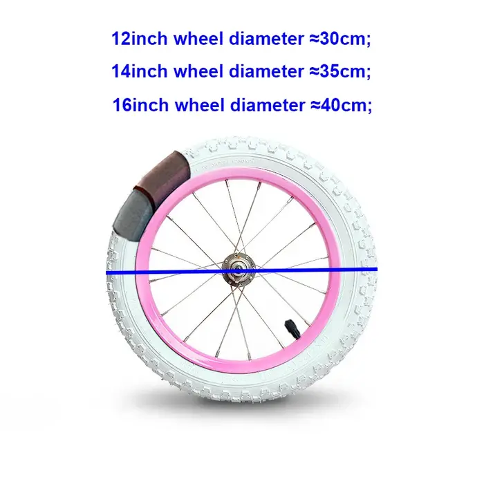 Jeu de roues d'assemblage de vélo avant/arrière pour enfants, jante rose en acier 12 "/14" * 2.125 avec pneus blancs, pièces de vélo personnalisées pour enfants