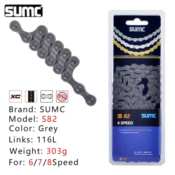 SUMC chaînes de vélo 8 9 10 11 12 vitesses 116 maillons chaînes de vélo de route vtt 8V 9V 10V 11V 1