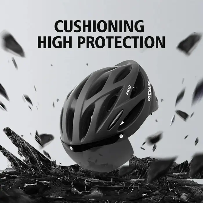 Casquette de vélo CYCLAMI ultralégera en polyester respirant avec lunettes de soleil de protection pour cyclisme de route et sport de compétition
