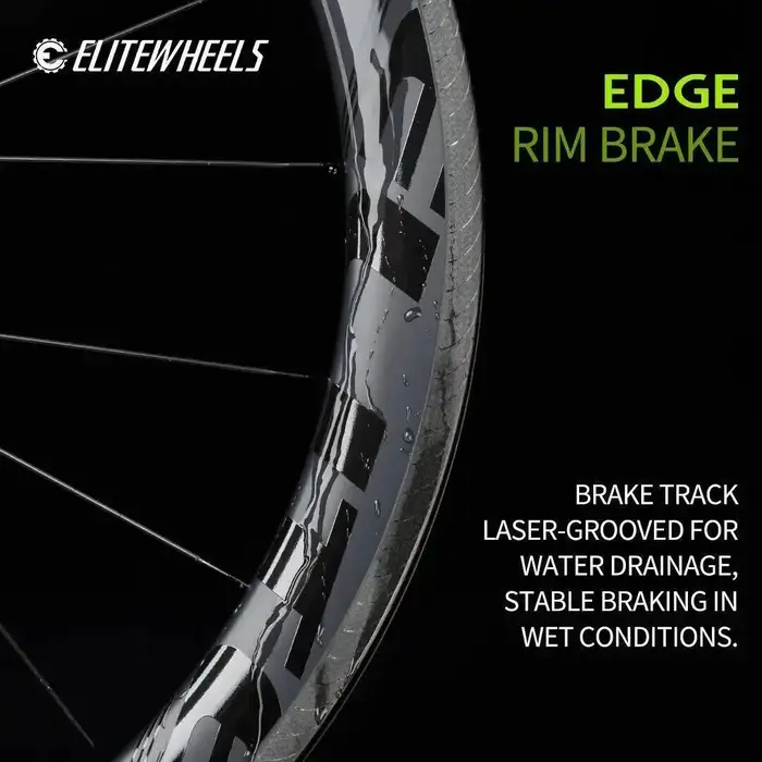 Jeu de roues de route ELITEWHEELS EDGE Carbon Rim Brake, ultralégères 1291g, jantes 40/50mm, système