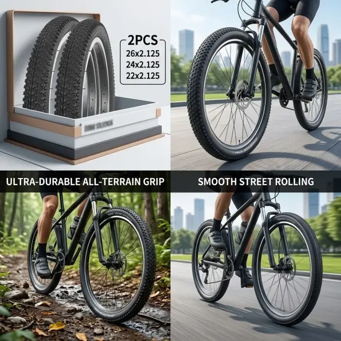 2 Pneus de Vélo 22/24/26 X 2.125 VTT