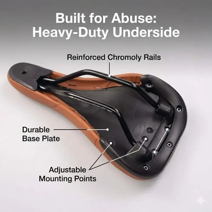 Selle de vélo de montagne ergonomique large et rembourrée à double rail