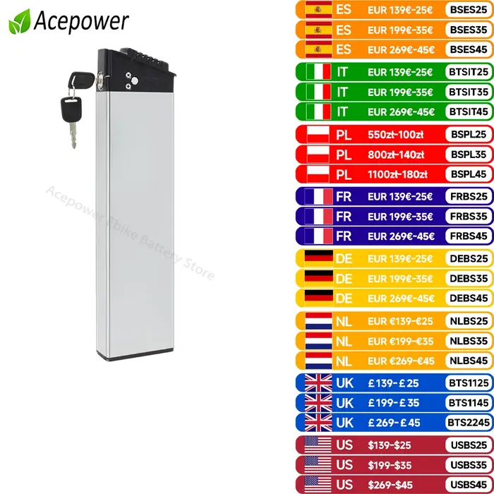 Pour ADO A20 Fiido M1 batterie de rechange de vélo électrique pliant DCH006 36V 10.4Ah 12.5Ah 17.5Ah