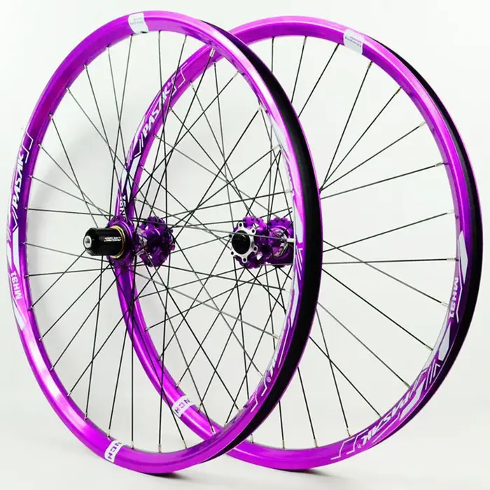 Paire de roues vtt violet 24/26/27.5/29 pouces Dirt Jump VTT jante large de 31mm moyeu à double verrouillage 120 points
