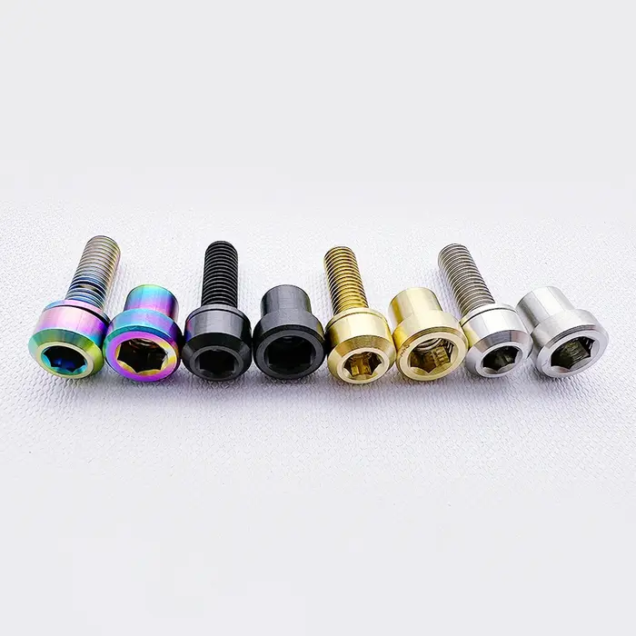 Boulons de tige de guidon de vélo en alliage de titane TC4 M5x18mm avec rondelle pour vélo de route et VTT style noir argent or multicolore
