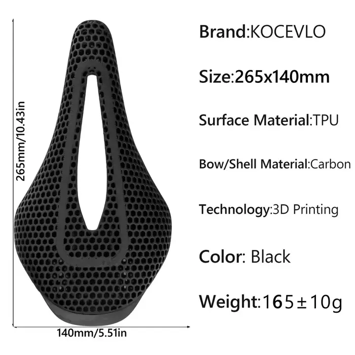 KOCEVLO R0 3D imprimé selle de vélo en Fiber de carbone creux confortable respirant vtt montagne route
