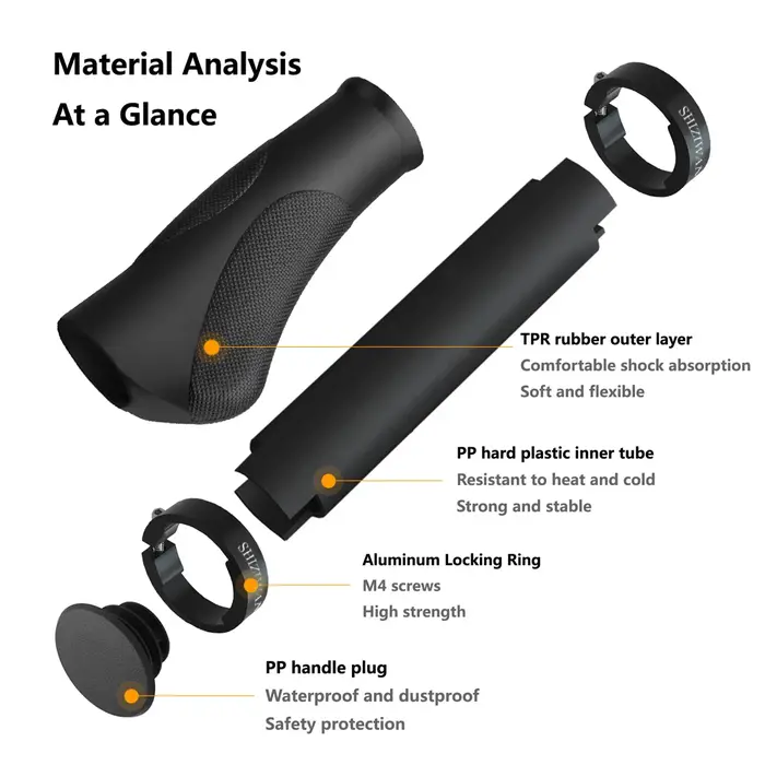 SHIZIWANGRI guidon de vélo poignées ergonomiques en caoutchouc TPR confortable pour vélos à vitesse 